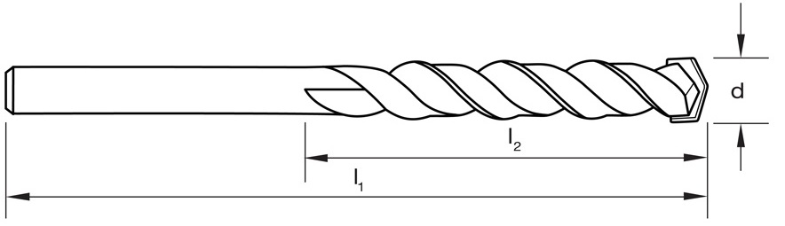 Wiertło do betonu - rysunek techniczny.