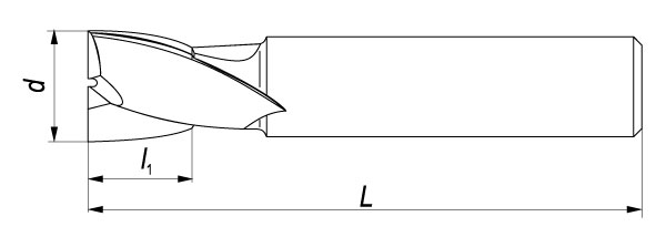 Frez NFPg - DIN 327 - rysunek techniczny.