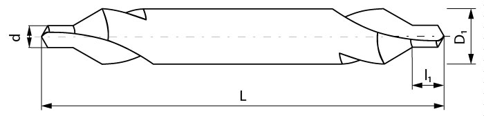 Nawiertak DIN333-A - rysunek techniczny.