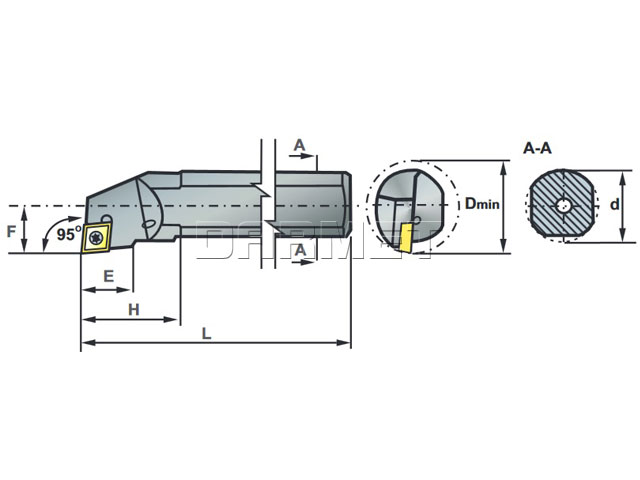 noż tokarski A20Q-SCLCR06 - rysunek techniczny