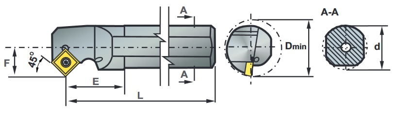 nóż tokarski A20Q-SSSCR/L - rysunek techniczny