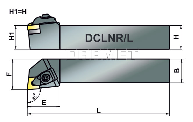 nóż tokarski DCLNR-3225-P12 - rysunek techniczny