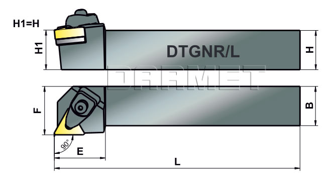 nóż tokarski DTGNL-2525-M16 - rysunek techniczny