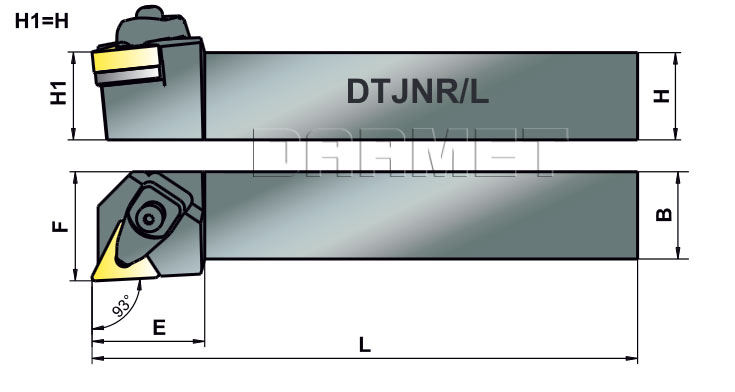 rysunek techniczny noża tokarskiego DTJNL-2525-M16