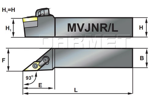 nóż tokarski MVJNR-2020-K16 - rysunek techniczny