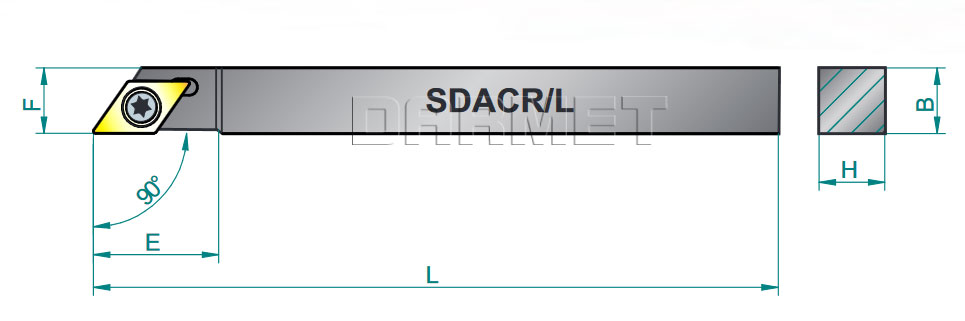 nóż tokarski SDACR-1212-K11 firmy Pafana - rysunek techniczny