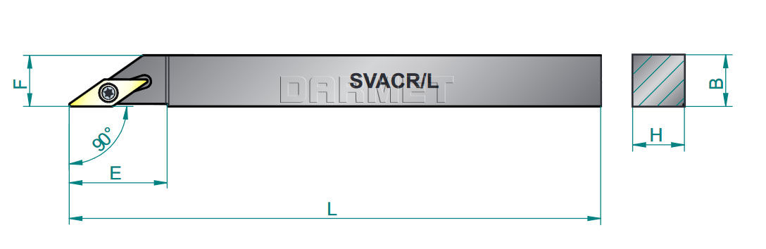 nóż tokarski SVACL-1010K-11 firmy PAFANA - rysunek techniczny