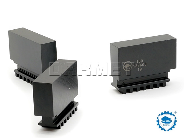 Szczęki jednolite miękkie 160 mm SJM | Komplet 3 szt. | do uchwytów 32**, 35**, 3-szczękowych - BISON-BIAL 398536030200