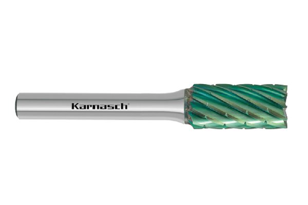 Pilnik obrotowy walcowo-czołowy ZYB HP-3 PRO z węglika | z powłoką GREEN-TEC | frez do metalu 16 x 25 mm | chwyt 6 mm - KARNASCH 116091050
