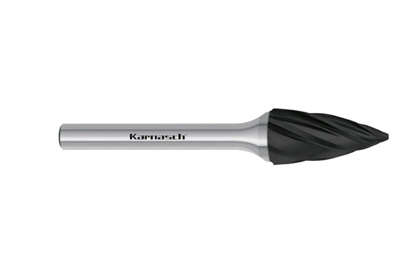 Pilnik obrotowy łukowy ostry SPG HP-7 z węglika | powłoka BLACK-TEC | frez do aluminium 6 x 12 mm | chwyt 3 mm - KARNASCH 115065030