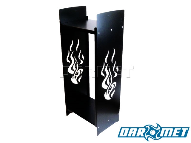 Stojak na drewno kominkowe | 46 x 35 x 115  cm | blacha 2,5 mm | wzór: OGIEŃ - DARMET
