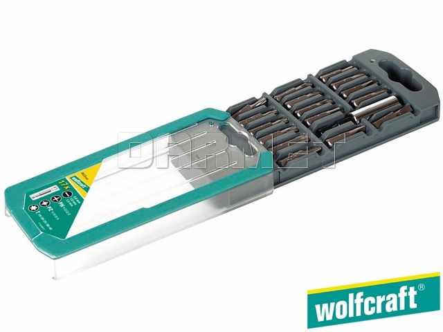 Zestaw końcówek, długość: 25 mm, rodzaje: płaskie, Phillips, Pozidriv, Torx - 17 częściowy - WOLFCRAFT WF8633000