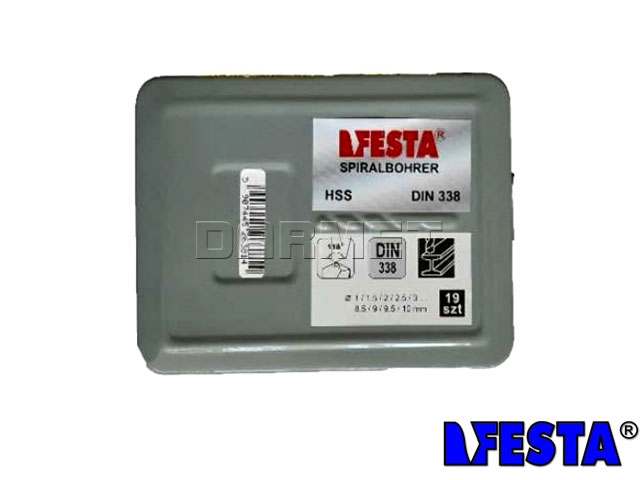 Wiertło kręte HSS do metalu | NWKa DIN 338 - 1-13 mm | komplet 25 sztuk - FESTA 063821