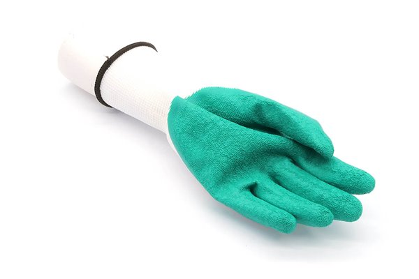 Rękawice robocze białe poliestrowe z zielonym lateksem, 480, rozmiar 9 - Consorte