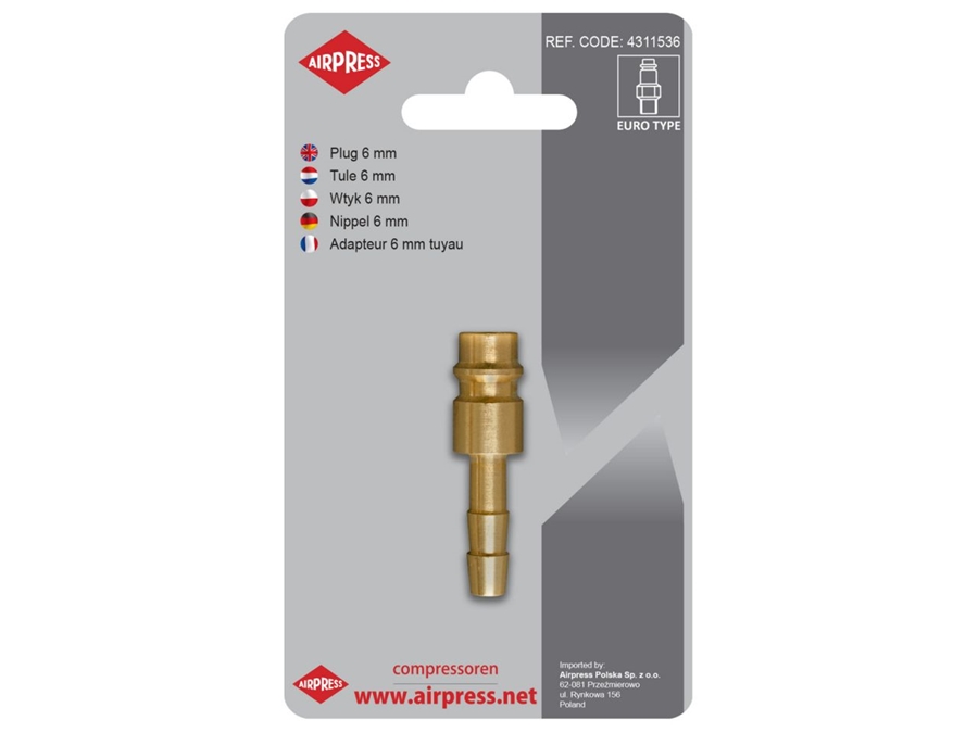 Wtyk pneumatyczny 6 mm Euro Airpress 4311536