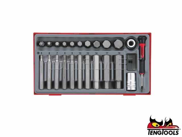 Zestaw nasadek trzpieniowych sześciokątnych z chwytem kwadratowym 1/2", TTHEX23 - 20 szt. - TENGTOOLS 6885-0106