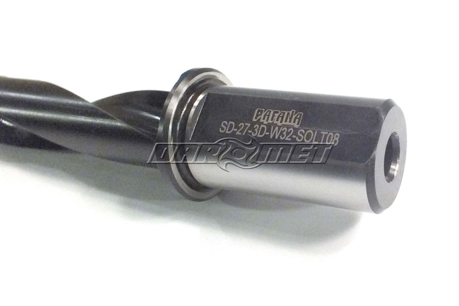 Wiertło składane 27 mm 3xD na płytki wieloostrzowe SOLT | chwyt walcowy 32 mm | chłodzenie wewnętrzne - PAFANA (SD-27-3D-W32-SOLT08)