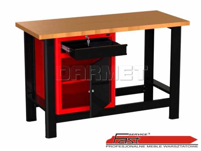 STÓŁ WARSZTATOWY Z 1 SZAFKĄ (szuflada z drzwiczkami) - 1400 mm - FAST SERVICE (N-3-13-01)