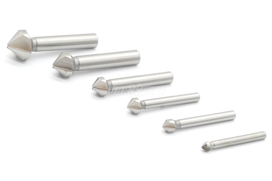 Pogłębiacz stożkowy 90° 3-ostrzowy z chwytem walcowym | DIN 335-C | HSS | 6,3 - 20,5 mm - komplet 6 sztuk - 43150001