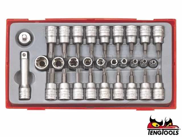 Zestaw nasadek TORX z chwytem kwadratowym 1/4" i 3/8", TTTX30 - 30 szt. - TENGTOOLS (10214-0100)