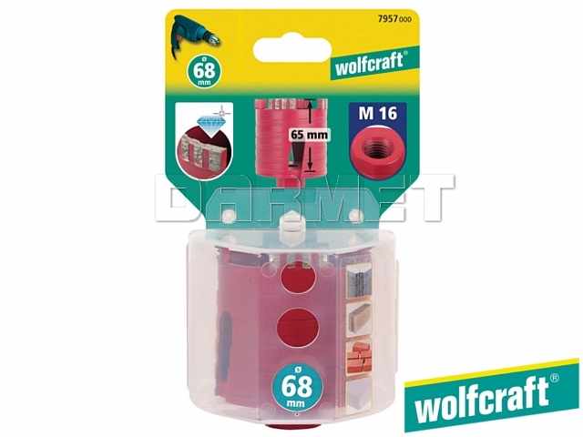 Otwornica diamentowa z gwintem M16, średnica: 82 mm - WOLFCRAFT (WF7958000)