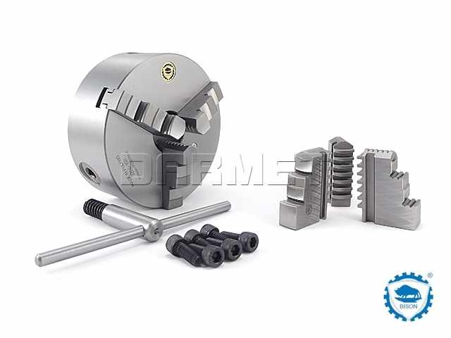 Uchwyt tokarski 160 mm | samocentrujący spiralny | żeliwny 3 - szczękowy | DIN 6350 - BISON BIAL 3204-160