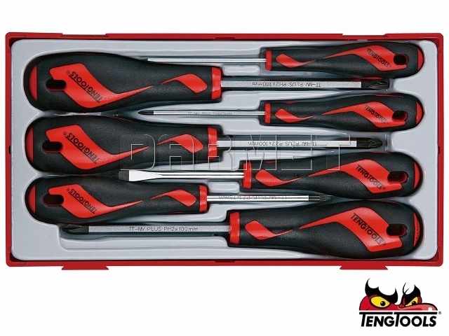 Zestaw wkrętaków płaskich oraz krzyżowych Phillips i Pozidriv, TT917N - 7 szt. - TENGTOOLS (17440-0101)