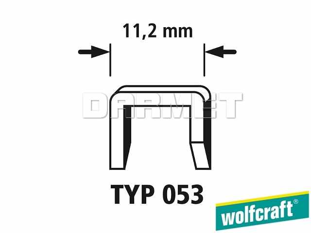 Zszywki tapicerskie o szerokim grzbiecie typu 053, wersja ze szpicem D, wymiary: 14 mm x 11,2 mm - 1000 sztuk - WOLFCRAFT WF7045000