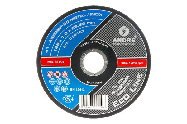 Tarcza do cięcia metalu ECO-LINE | typ 41 - 125 x 1 x 22,2 mm | A60RBF - ANDRE 010167