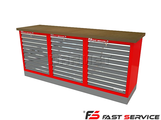 Mocny metalowy stół warsztatowy z szafkami 209x60cm - FAST SERVICE (T-10-10-10-01)