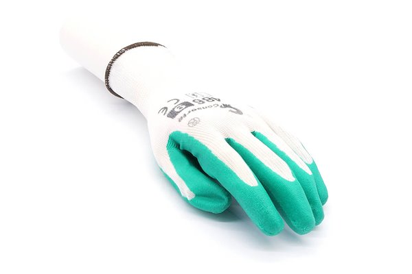 Rękawice robocze białe poliestrowe z lateksem, 486, rozmiar 9 - Consorte