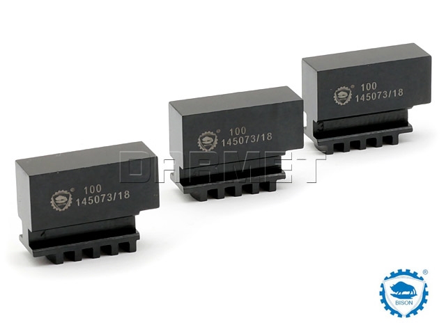 Szczęki jednolite miękkie 100 mm SJM | Komplet 3 szt. | do uchwytów 32**, 35**, 3-szczękowych - BISON-BIAL 398536010900