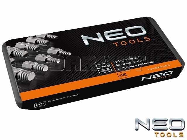 Zestaw wykrętaków do zerwanych śrub na nasadce 1/2" - 15 elementów - NEO TOOLS (09-607)