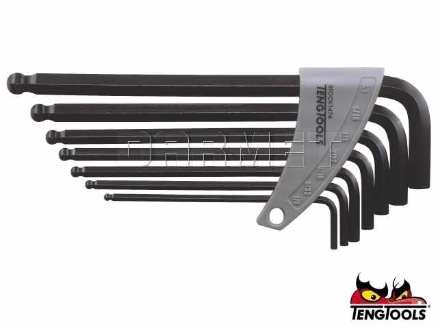 Zestaw kluczy imbusowych z kulistą końcówką, 7 szt. - TENGTOOLS (10955-0202)
