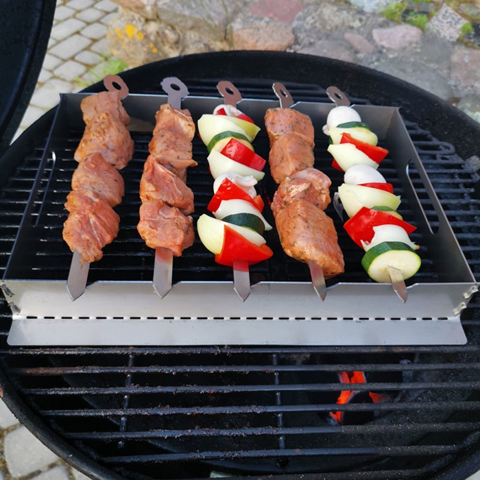 Grill szaszłykarnia ze stali nierdzewnej z 5 szpadami| 38 x 29,5 x 5,3 cm - DARMET