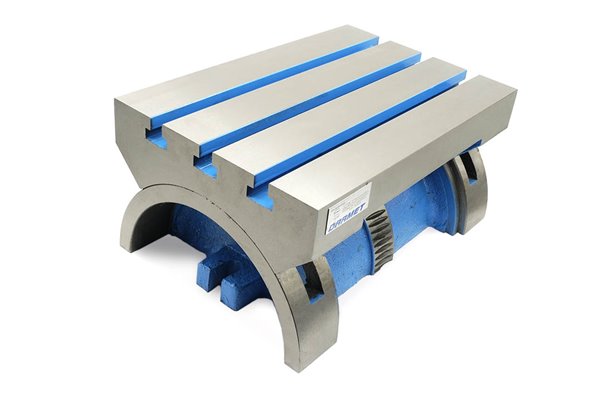 Stół frezarski uchylny z korbką 256 x 381 mm - ROWEK TEOWY 3 x 16 mm - DARMET DM_SUZK_254_381_RACZ