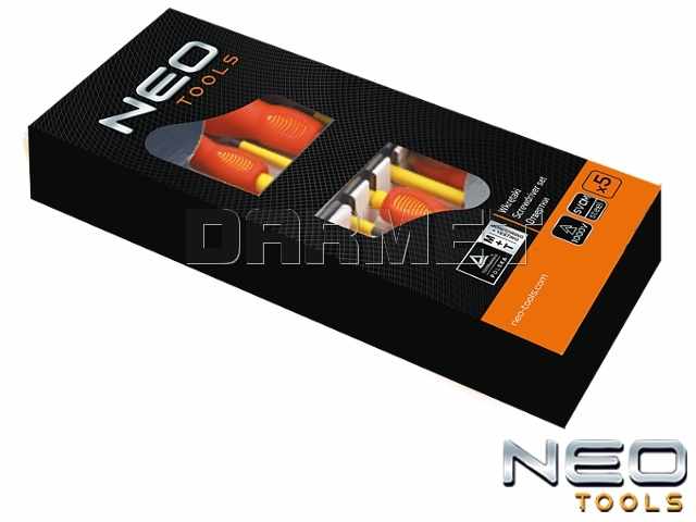 Zestaw wkrętaków, płaskie i krzyżowe Phllips - 5 sztuk - NEO TOOLS (04-220)