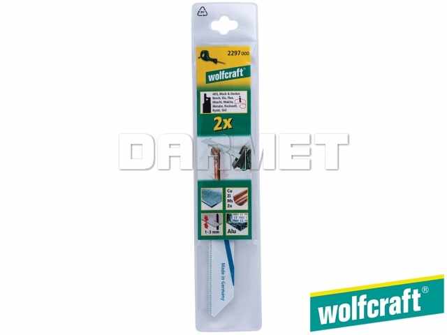 Brzeszczoty szablaste do elektrycznych pił ręcznych, do metalu, głębokość cięcia: 1-3 mm - 2 sztuki - WOLFCRAFT (WF2297000)