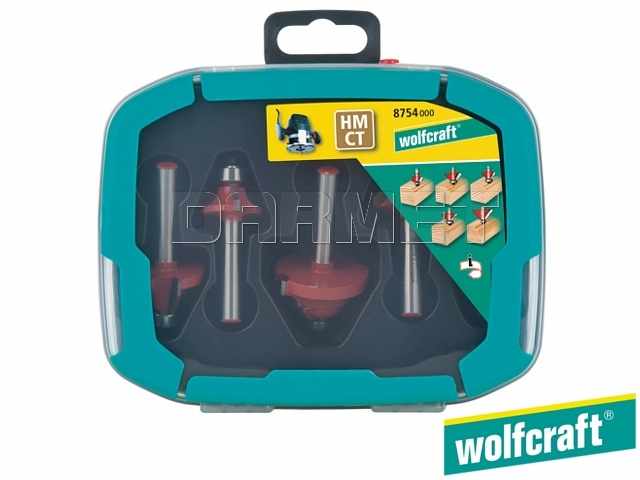 Zestaw 5 frezów profilowych HM do drewna | Chwyt 8 mm - WOLFCRAFT WF8754000