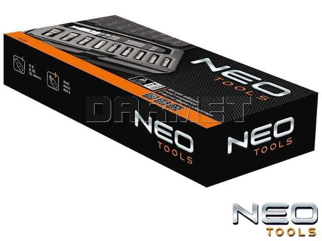 Wkrętak udarowy 1/2" z końcówkami wkrętaków - 10 sztuk - NEO TOOLS (04-250)