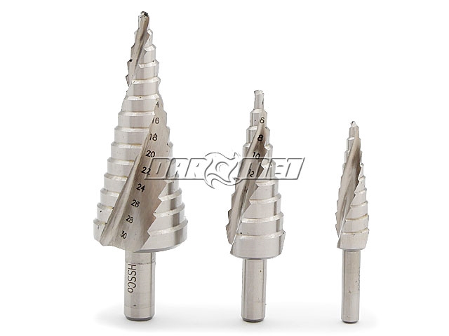 Wiertło stożkowe stopniowe | 4 - 30 mm | HSSCo - ZESTAW 3 SZTUK - FESTA Standard (170106)