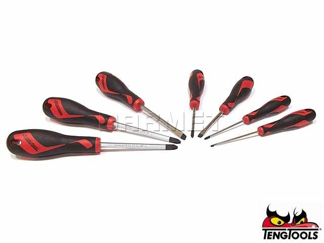 Zestaw wkrętaków płaskich oraz krzyżowych Phillips i Pozidriv, TT917N - 7 szt. - TENGTOOLS (17440-0101)