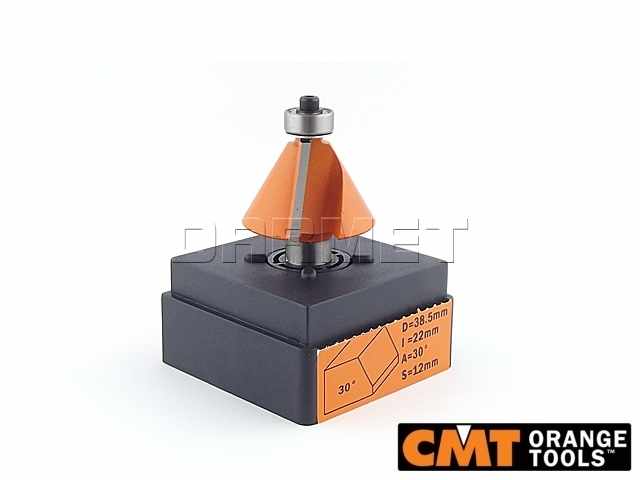Frez do fazowania i ukosowania 30° do drewna z łożyskiem dolnym | 38,5 x 22 x 12 mm - CMT (957.501.11)