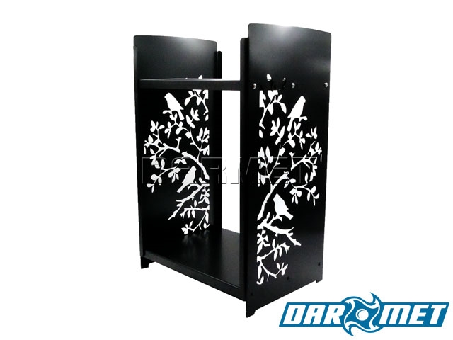 Stojak na drewno kominkowe | 46 x 40 x 115  cm | blacha 2,5 mm | wzór: PTAK - DARMET