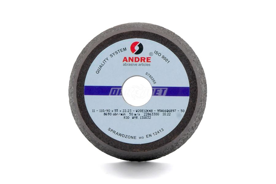 Ściernica garnkowa stożkowa 110 x 55 x 22,2 mm | typ 11 | 95A16Q6B97 - ANDRE 130032