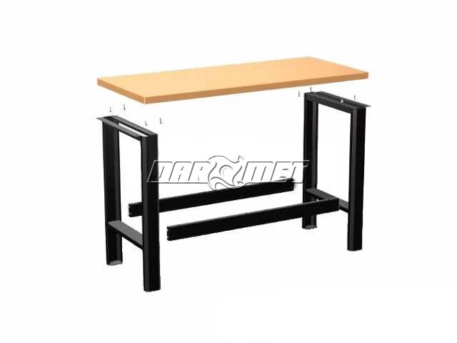 STÓŁ WARSZTATOWY PODSTAWOWY, wyłożony ocynkowaną blachą - 1400 mm - FAST SERVICE (N-3-01-05)