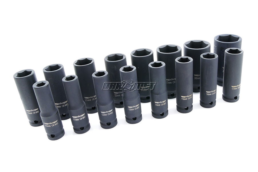 Nasadki udarowe w skrzynce | 1/2" | 16 elementów | długie 10 - 32 mm - ADLER AD-16D 3510.6