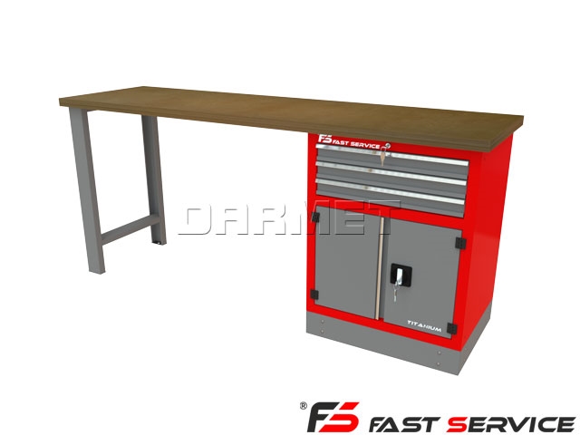 Mocny metalowy stół warsztatowy 209x60cm - FAST SERVICE (T-30-01)