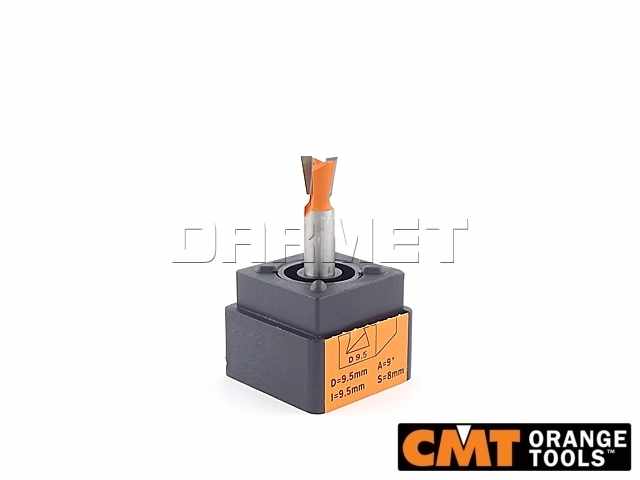 Frez do połączeń na "jaskółczy ogon" do drewna, średnica 9,5 mm, długość robocza 9,5 mm, kąt cięcia 9° - CMT (918.095.11)