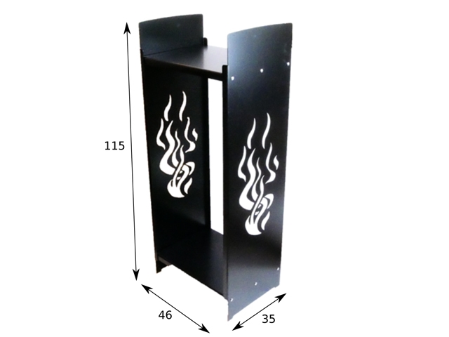Stojak na drewno kominkowe | 46 x 35 x 115  cm | blacha 2,5 mm | wzór: OGIEŃ - DARMET